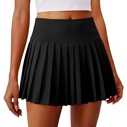 Women's Pleated Tennis Skirts Mini Athletic Golf Skorts with Pocket | 14" High Waist, Lightweight, Quick Dry, Stretchy, Built-in Shorts, Sun Protection, for Pickleball & Casual Wear